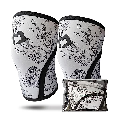 Mighty Buns 7mm Neoprene Knee Sleeves (1 Pair) - Cute High Performance Knee Sleeves, Knee Compression & Support for Weightlifting, Powerlifting, Squatting for Women and Men